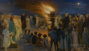 Midsummer Eve bonfire on Skagens beach Peder Severin Kroyer Oil Paintings